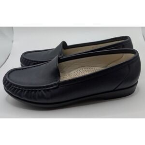 SAS Simplify Womens Leather Loafers Navy Blue Slip On Comfort Shoes 8 M 2719238